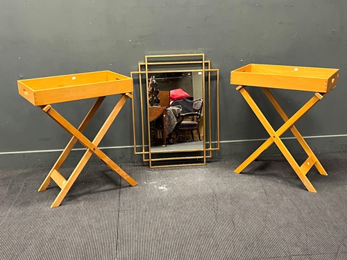 Lot 565 - Two modern butler's trays on folding stands 80...