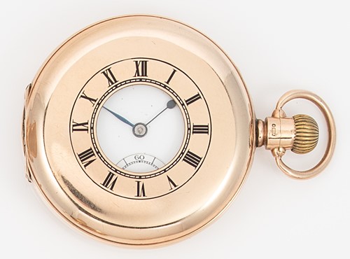 Lot 203 - Unsigned - A 9ct gold half hunter pocket watch