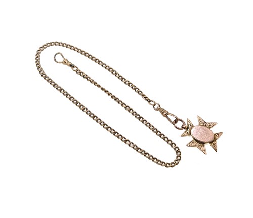 Lot 211 - A watch chain and 9ct gold fob attachment