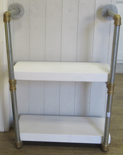 Lot 540 - A pair of steel pipe industrial wall shelving...