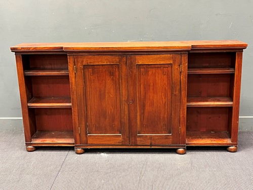 Lot 589 - A 19th century mahogany breakfront bookcase,...