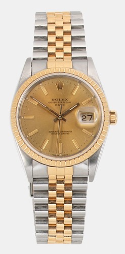 Lot 267 - Rolex - A steel and gold 'Oyster Perpetual Date 34' wristwatch