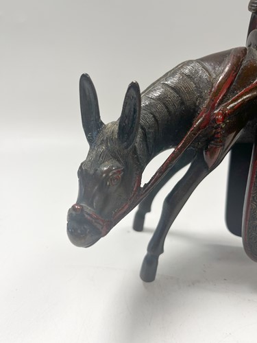 Lot 163 - A Chinese painted bronze figure or censer of a Confucian scholar on horseback, early 20th century