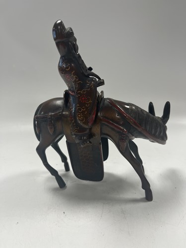 Lot 163 - A Chinese painted bronze figure or censer of a Confucian scholar on horseback, early 20th century
