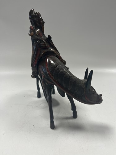 Lot 163 - A Chinese painted bronze figure or censer of a Confucian scholar on horseback, early 20th century