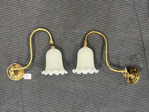 Lot 680 - A pair of swan neck swing arm wall lights,...