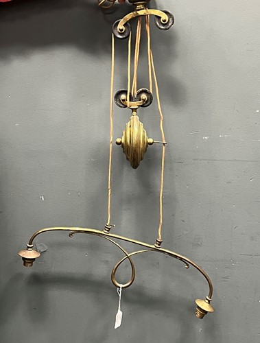Lot 682 - A late Victorian brass rise and fall ceiling...