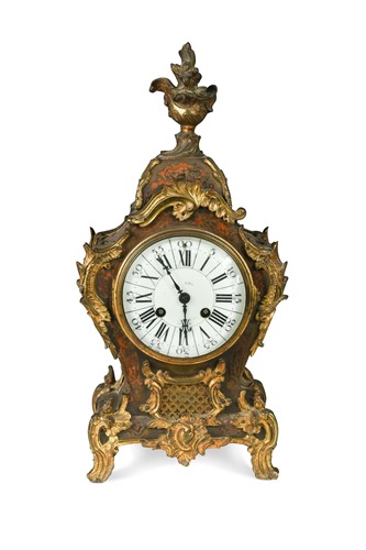 Lot 282 - A boullework mantel clock, 19th century