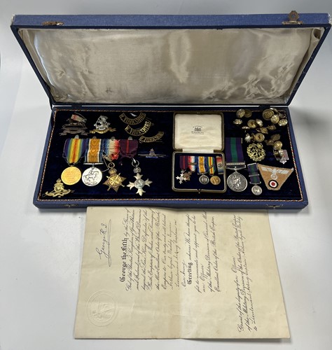 Lot 70A - A WW1 group of 3 medals and OBE (1914 Star...
