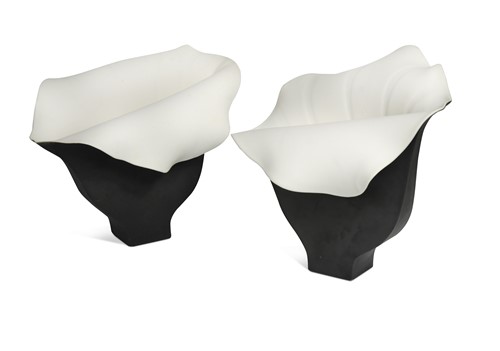 Lot 176 - Angela Mellor (Contemporary), a collection of four bone china vessels
