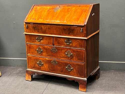 Lot 378 - A George III walnut bureau 105 x 95 x 51cm