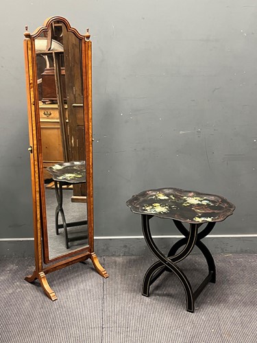 Lot 431 - Papier-mache tray with x frame stand 56 x 63 x...
