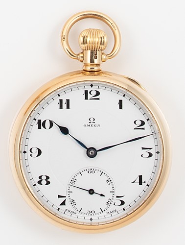 Lot 231 - Omega - An 18ct gold open faced pocket watch
