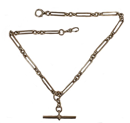 Lot 213 - An early 20th century 9ct rose gold watch chain