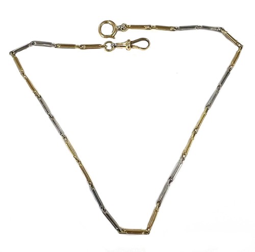 Lot 222 - A two tone fancy link watch chain