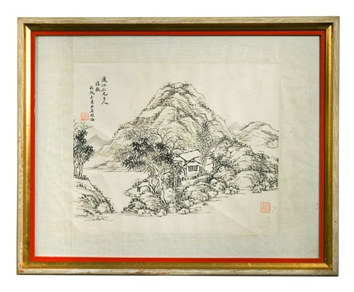 Lot 35 - COMBINED WITH LINE 1 - Wu Shu Mei (Chinese 20th century) mountainous landscape in the Ming tradition