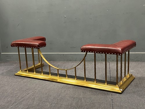 Lot 400 - A modern leather covered brass club fender 49...