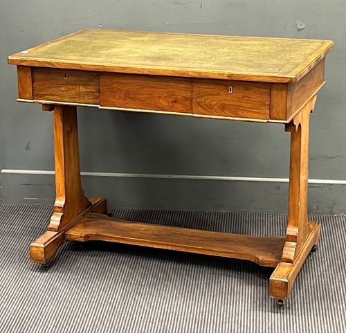 Lot 359 - A 19th century walnut leather top writing...
