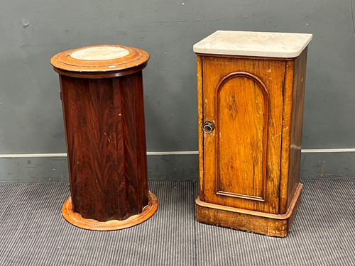 Lot 383 - A Victorian cylindrical marble top pot...