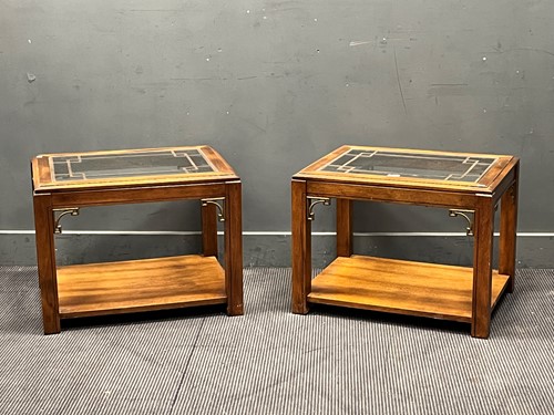 Lot 419 - A pair of 20th century glass topped coffee...