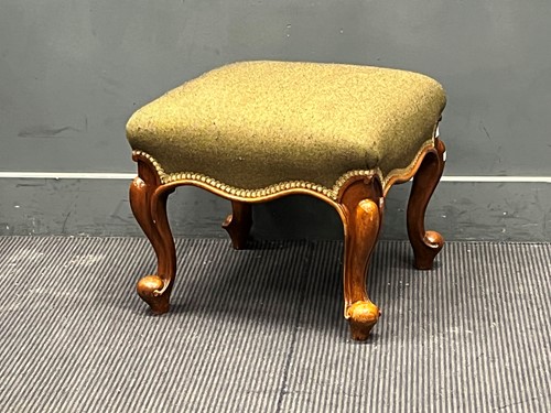 Lot 410 - A Victorian walnut stool with cabriole leg,...