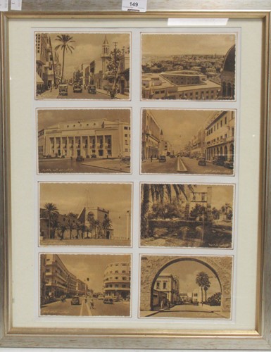 Lot 473 - Eight framed postcards of Tripoli, Libya...