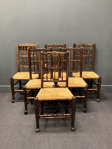 Lot 715 - A set of six early 19th century Lancashire elm...