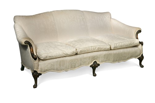 Lot 519 - A Georgian III style mahogany three seat sofa
