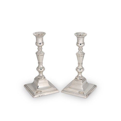 Lot 355 - Edinburgh - A pair of Victorian cast silver library candlesticks