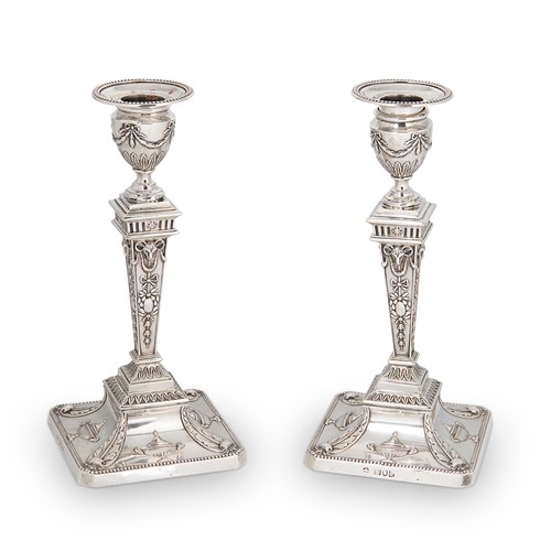 Lot 308 - A pair of Victorian silver library candlesticks