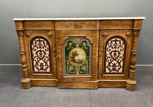 Lot 728 - A Victorian walnut veneered credenza, of...
