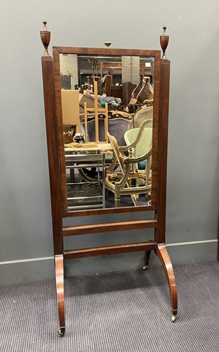 Lot 332 - A Regency style mahogany cheval mirror, the...