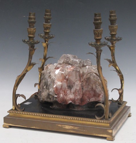Lot 389 - A four branch table lamp with central quartz...
