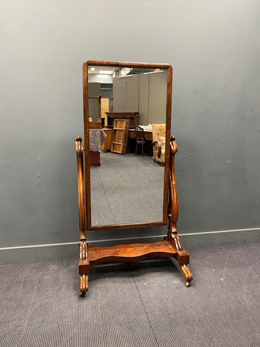 Lot 777 - A mahogany cheval mirror, 19th century, the...