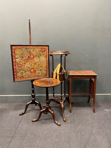 Lot 370 - A George III style mahogany pole screen 135cm...