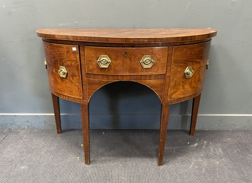 Lot 365 - A George III mahogany D-shaped sideboard 86.5...