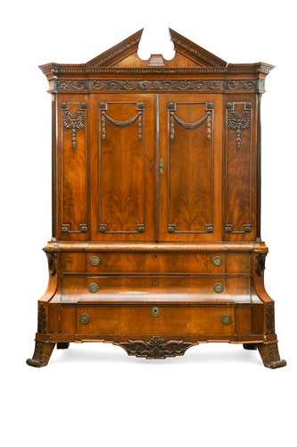 Lot 337 - A Dutch mahogany Neoclassical linen press, early 19th century