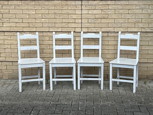 Lot 374 - A set of four grey painted dining chairs (4)