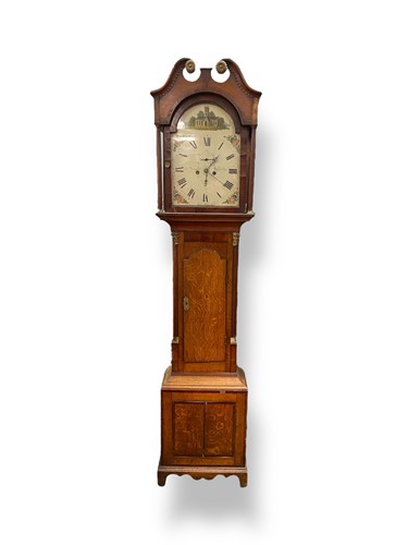 Lot 225 - A 19th century oak and mahogany longcase clock...