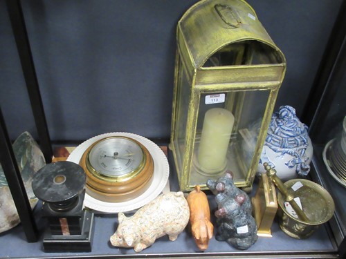 Lot 113 - Various ornaments - brass pestle and mortar,...