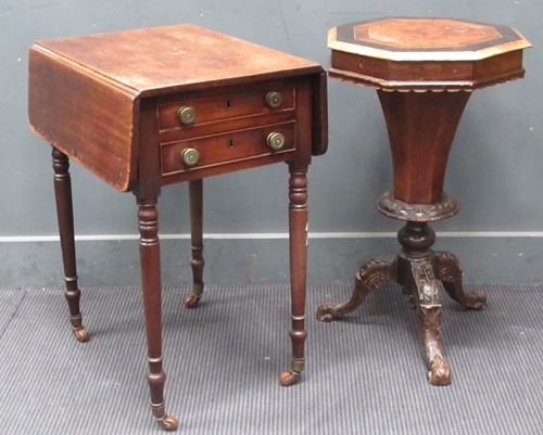 Lot 344 - A 19th century mahogany drop flap side table...