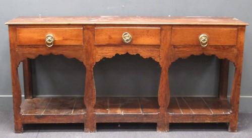 Lot 346 - A 19th century oak dresser base with three...