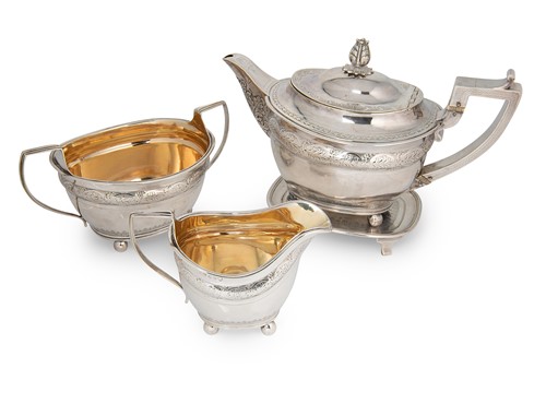 Lot 354 - Edinburgh - A George III silver four piece tea set