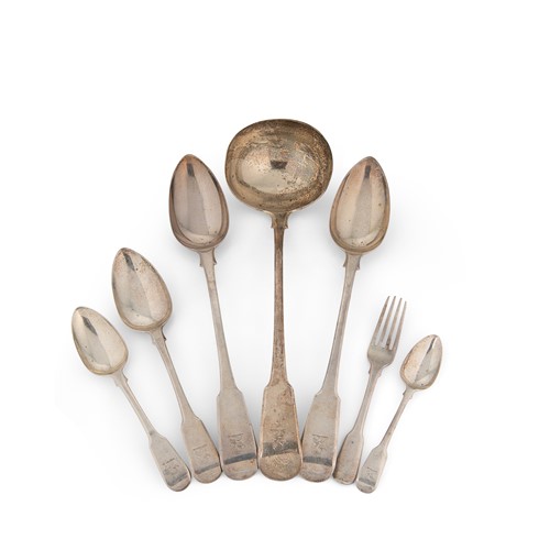 Lot 306 - A 36-piece set of George IV silver flatware
