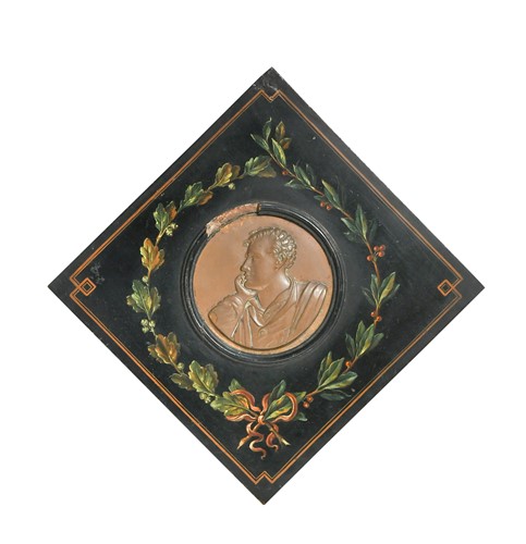 Lot 582 - A copper memorial roundel of Lord Byron, 19th century