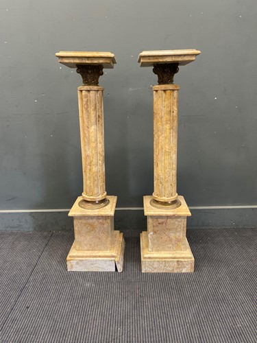 Lot 407 - A pair of marble and gilt metal mounted...