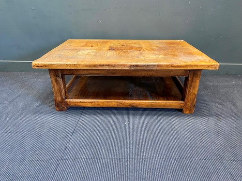 Lot 406 - Faded walnut two tier coffee table 43cm x...