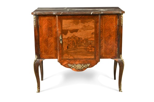 Lot 520 - A Continental kingwood and marquetry commode, 19th century
