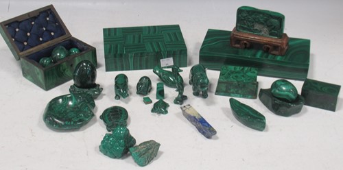 Lot 74 - Two small 19th century malachite boxes,...