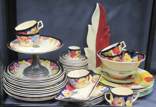 Lot 90 - A Royal Doulton pansy pattern part service;...